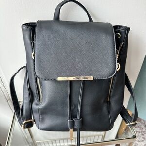 BLACK LEATHER MINI BACKPACK